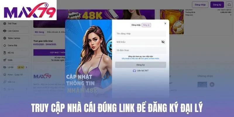 Truy cập nhà cái đúng link để đăng ký đại lý